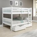 Kd Gabinetes PD-1015-3FFW-505 Full Over Mission Bunk Bed with Dual Underbed Drawers White KD3718423